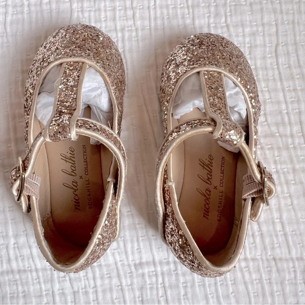 Edgehill x Nicola Bathie Glitter T-Bar Shoes, Baby/Toddler Size 6